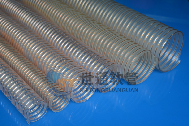 PU 鋼絲軟管，PU鋼絲管，PU聚氨酯鋼絲波紋管，耐磨工業(yè)吸塵通風(fēng)軟管 